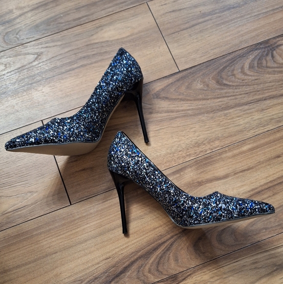 BIGTREE Silver, Blue and Black Glitter Heels - Picture 8 of 8